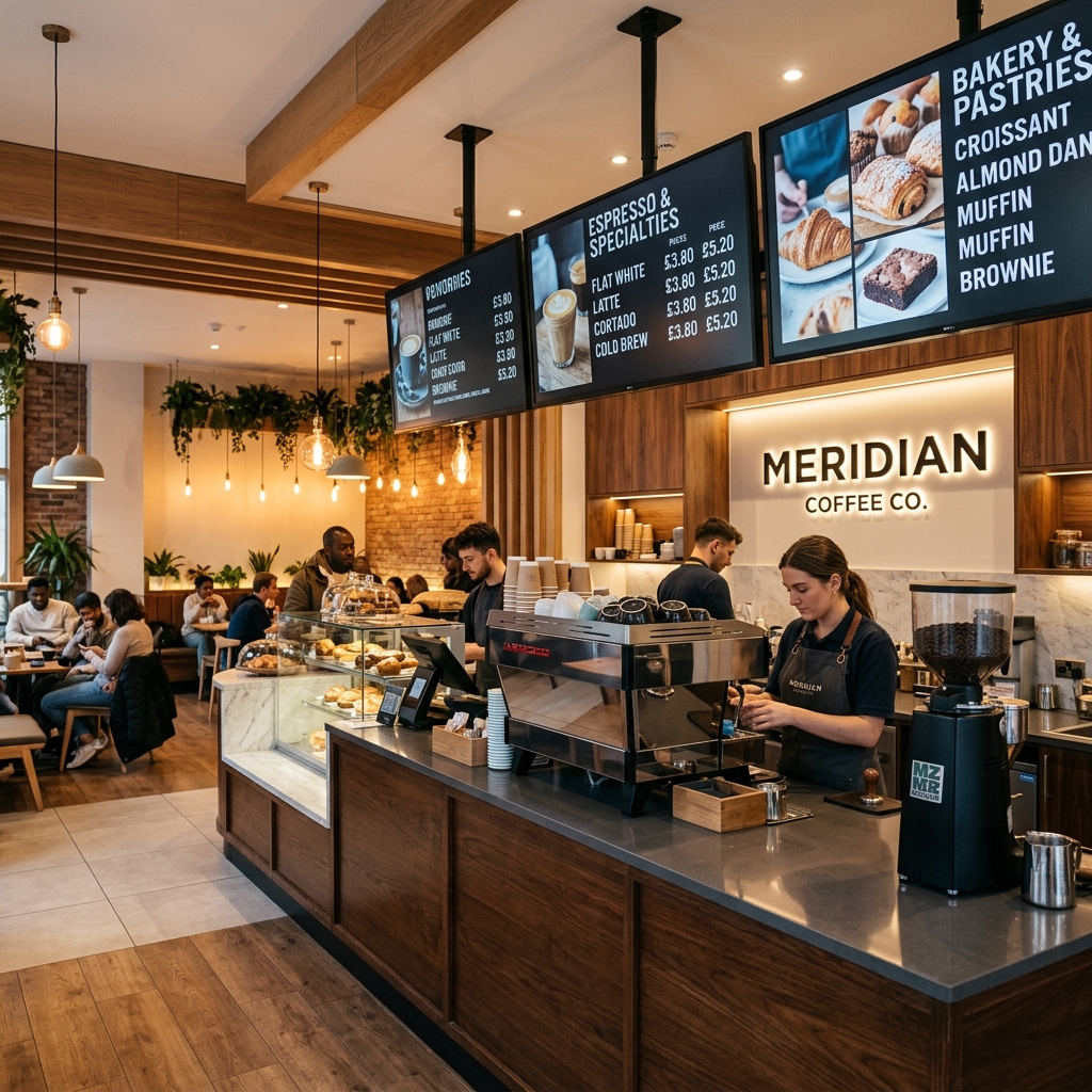 Cafe Digital Menu Board and Counter Display