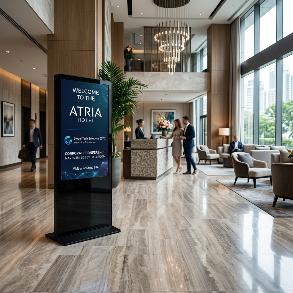Floor Standing Kiosk in Luxury Hotel Lobby