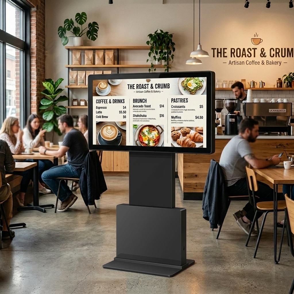 Rotating Display in Modern Cafe (Landscape)